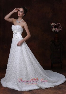 Wedding Dress Rolling Flower Sweetheart A-line Bowknot Train