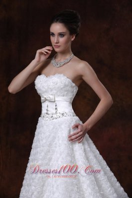 Wedding Dress Rolling Flower Sweetheart A-line Bowknot Train