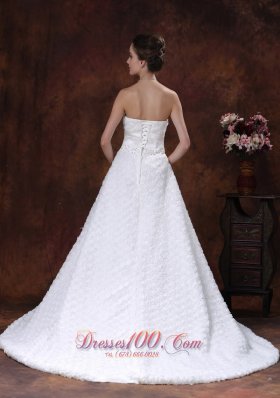 Wedding Dress Rolling Flower Sweetheart A-line Bowknot Train