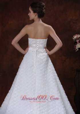 Wedding Dress Rolling Flower Sweetheart A-line Bowknot Train