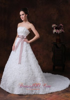 Rolling Flower Sash Wedding Gown A-line Maternity dress