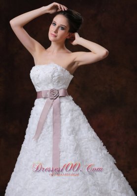 Rolling Flower Sash Wedding Gown A-line Maternity dress