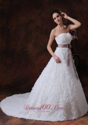 Rolling Flower Sash Wedding Gown A-line Maternity dress