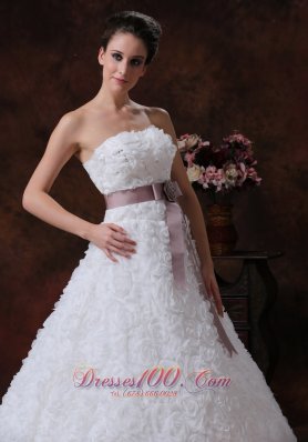 Rolling Flower Sash Wedding Gown A-line Maternity dress