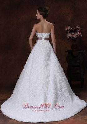 Rolling Flower Sash Wedding Gown A-line Maternity dress