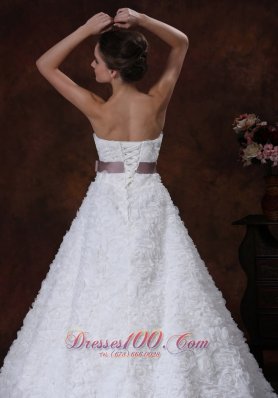 Rolling Flower Sash Wedding Gown A-line Maternity dress