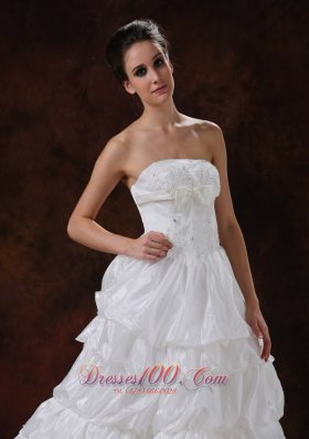 Tiered Skirt White Princess Wedding Dress Organza