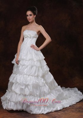 Tiered Skirt White Princess Wedding Dress Organza