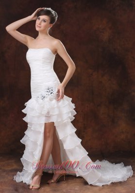 Bodice High Slit Sexy Wedding Gown Trumpet Layered