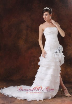 Bodice High Slit Sexy Wedding Gown Trumpet Layered