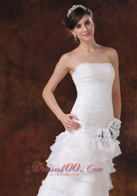 Bodice High Slit Sexy Wedding Gown Trumpet Layered