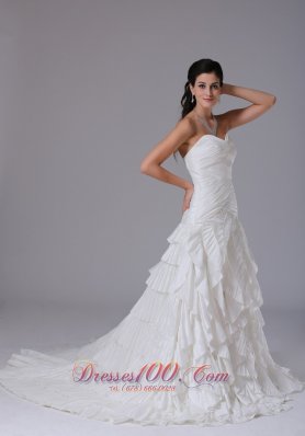 Sweetheart Wedding Gown Ruffles Brush Train