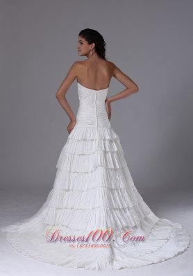 Sweetheart Wedding Gown Ruffles Brush Train