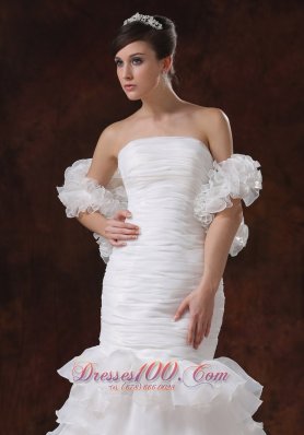 Mermaid Organza Ruch Wedding Dress Ruffles 2013