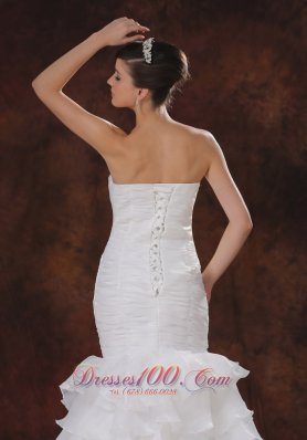 Mermaid Organza Ruch Wedding Dress Ruffles 2013