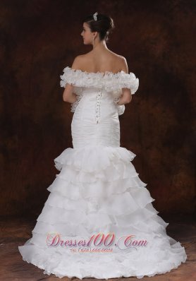 Mermaid Organza Ruch Wedding Dress Ruffles 2013