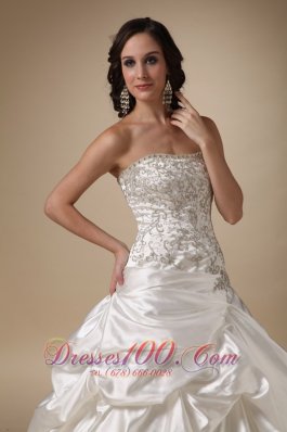 Dropped Waist Wedding DressTaffeta Pick-ups Corset Back