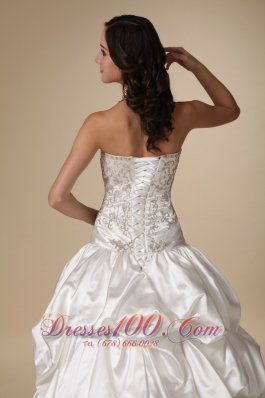 Dropped Waist Wedding DressTaffeta Pick-ups Corset Back