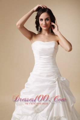 A-line Wedding Dress Dropped Waist Lace Chapel Train