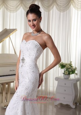 Sheath Wedding Gowns With Beading and Lace Court Train