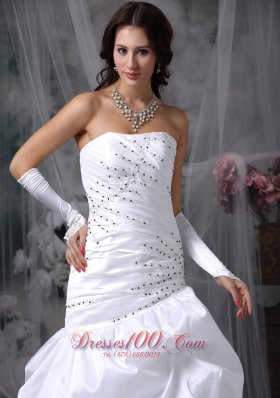 Asymmetric Mermaid Skirt Wedding Dress with Beads