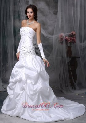 Asymmetric Mermaid Skirt Wedding Dress with Beads