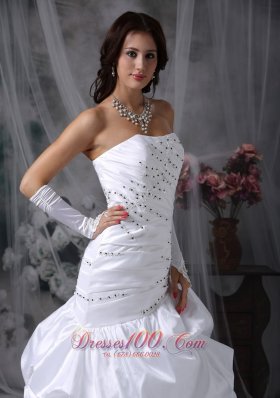 Asymmetric Mermaid Skirt Wedding Dress with Beads