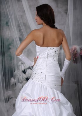 Asymmetric Mermaid Skirt Wedding Dress with Beads