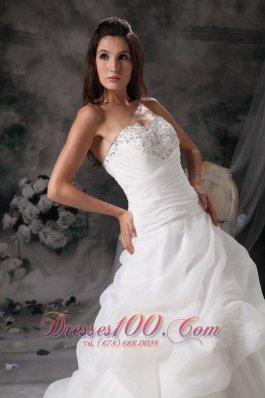 Princess Court Train Wedding Dress with Organza Pick-ups