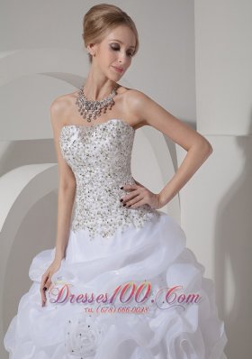 Heavy Beaded Ruffles Bridal Dresses Court Train