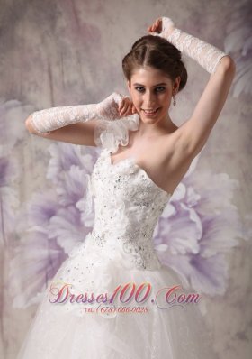 Floral One Shoulder Bridal Gowns Beading Corset Back