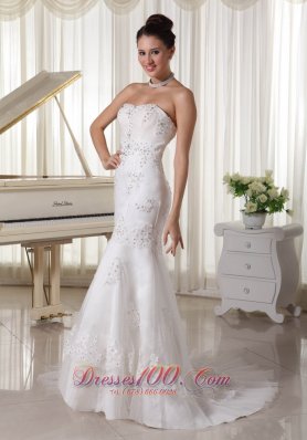 Beaded Mermaid Style Bridal Dresses Applique Sweep