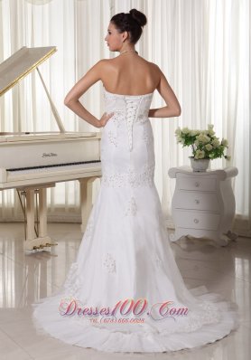 Beaded Mermaid Style Bridal Dresses Applique Sweep