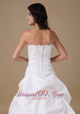 White Formal Bridal Gown Strapless Court Taffeta