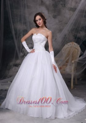 Dramatic V Neck Church Wedding Bridal Gowns Strapless Brush