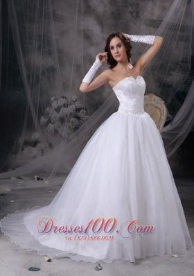 Dramatic V Neck Church Wedding Bridal Gowns Strapless Brush