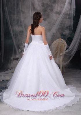 Dramatic V Neck Church Wedding Bridal Gowns Strapless Brush