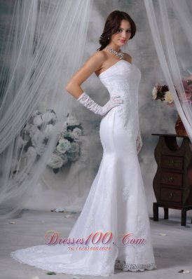 Modest Lace Mermaid Bridal Dresses Sweetheart Brush Train