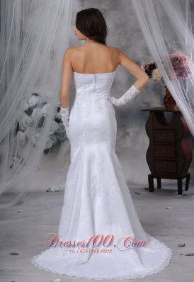 Modest Lace Mermaid Bridal Dresses Sweetheart Brush Train