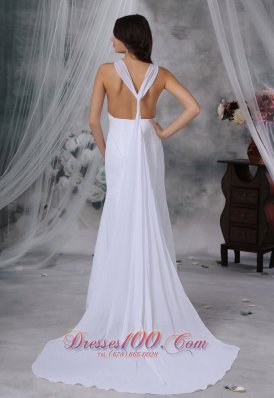 Feminine Scoop Bridal Gown Beaded Straps Watteau Train