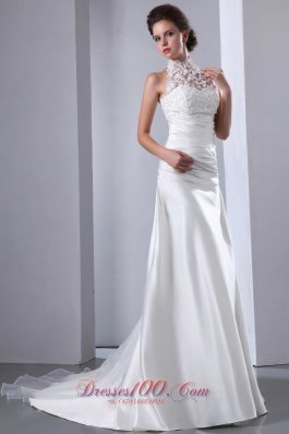 Exquisite High-neck Lace Bridal Dresses Court Train