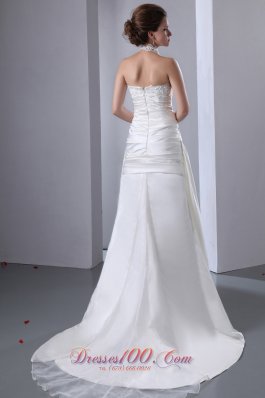 Exquisite High-neck Lace Bridal Dresses Court Train