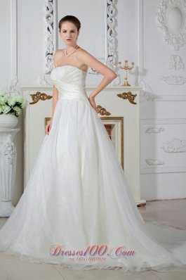 Wrapped Style Wedding Bridal Gowns Strapless Court Train