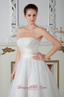 Wrapped Style Wedding Bridal Gowns Strapless Court Train