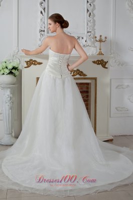 Wrapped Style Wedding Bridal Gowns Strapless Court Train