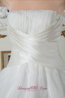 Wrapped Style Wedding Bridal Gowns Strapless Court Train