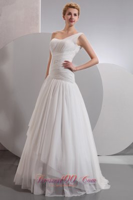 Designer One Shoulder Beach Wedding Gowns Wrapped Style