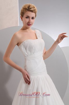 Designer One Shoulder Beach Wedding Gowns Wrapped Style