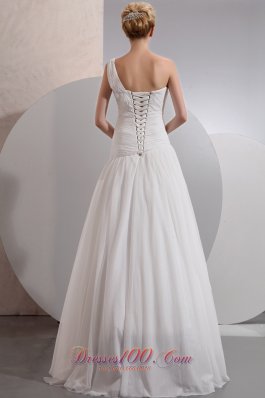 Designer One Shoulder Beach Wedding Gowns Wrapped Style