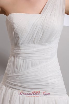 Designer One Shoulder Beach Wedding Gowns Wrapped Style